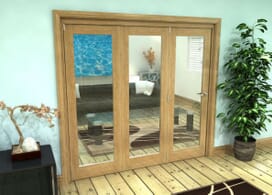 Glazed Oak Prefinished 3 Door Roomfold Grande (2 + 1 X 762mm Doors) Image