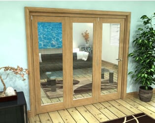 Glazed Oak Prefinished 3 Door Roomfold Grande (2 + 1 x 762mm Doors)