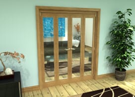Glazed Oak Prefinished 4 Door Roomfold Grande (2 + 2 X 381mm Doors) Image