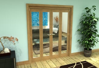Glazed Oak Prefinished 4 Door Roomfold Grande (2 + 2 x 381mm Doors)