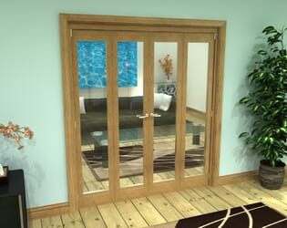 Glazed Oak Prefinished 4 Door Roomfold Grande (2 + 2 x 419mm Doors)