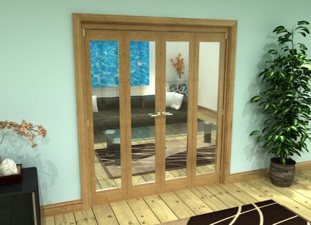 Glazed Oak Prefinished 4 Door Roomfold Grande (2 + 2 x 419mm Doors)