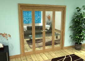 Glazed Oak Prefinished 4 Door Roomfold Grande (2 + 2 X 457mm Doors) Image