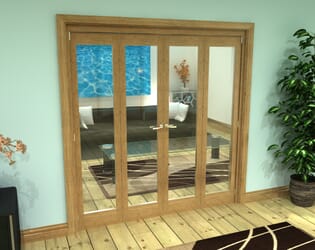Glazed Oak Prefinished 4 Door Roomfold Grande (2 + 2 x 457mm Doors)