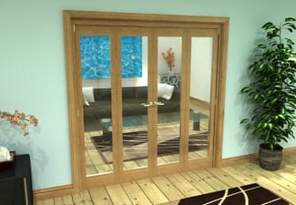 Glazed Oak Prefinished 4 Door Roomfold Grande (2 + 2 x 457mm Doors)