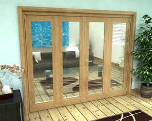 Glazed Oak Prefinished 4 Door Roomfold Grande (2 + 2 x 533mm Doors)