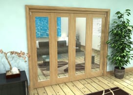 Glazed Oak Prefinished 4 Door Roomfold Grande 2400mm (8ft) 2 + 2 Set Image