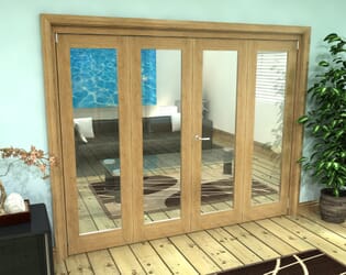 Glazed Oak Prefinished 4 Door Roomfold Grande (2 + 2 x 610mm Doors)