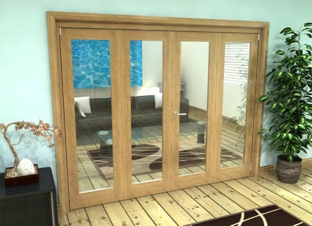 Glazed Oak Prefinished 4 Door Roomfold Grande (2 + 2 x 610mm Doors)