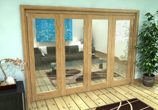 Glazed Oak Prefinished 4 Door Roomfold Grande (2 + 2 x 686mm Doors)