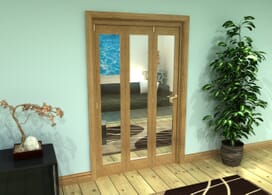 Glazed Oak Prefinished 3 Door Roomfold Grande (3 + 0 X 381mm Doors) Image