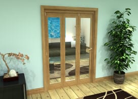 Glazed Oak Prefinished 3 Door Roomfold Grande (3 + 0 X 419mm Doors) Image