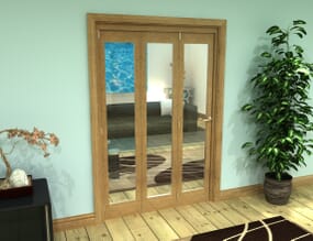 Glazed Oak Prefinished 3 Door Roomfold Grande (3 + 0 x 419mm Doors)