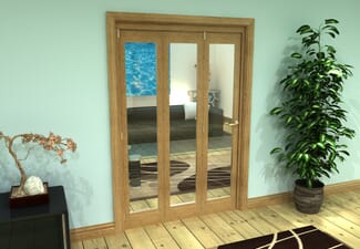 Glazed Oak Prefinished 3 Door Roomfold Grande (3 + 0 x 419mm Doors)