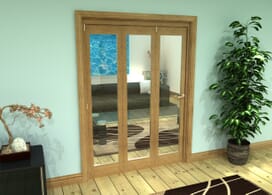 Glazed Oak Prefinished 3 Door Roomfold Grande (3 + 0 X 457mm Doors) Image