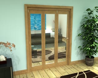Glazed Oak Prefinished 3 Door Roomfold Grande (3 + 0 x 457mm Doors)