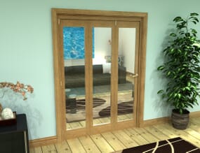 Glazed Oak Prefinished 3 Door Roomfold Grande (3 + 0 x 457mm Doors)