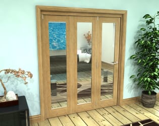 Glazed Oak Prefinished 3 Door Roomfold Grande 1800mm (6ft) Set