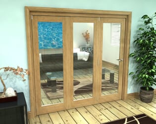 Glazed Oak Prefinished 3 Door Roomfold Grande (3 + 0 x 686mm Doors)