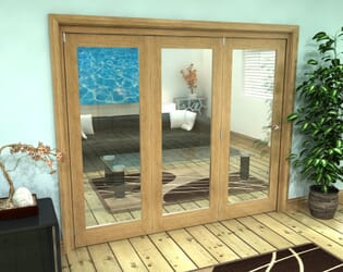 Glazed Oak Prefinished 3 Door Roomfold Grande (3 + 0 x 762mm Doors)