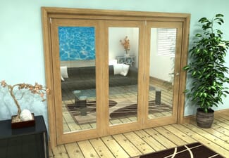 Glazed Oak Prefinished 3 Door Roomfold Grande (3 + 0 x 762mm Doors)