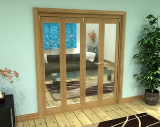 Glazed Oak Prefinished 4 Door Roomfold Grande (3 + 1 x 419mm Doors)
