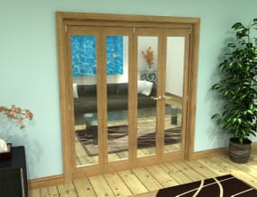 Glazed Oak Prefinished 4 Door Roomfold Grande (3 + 1 x 419mm Doors)