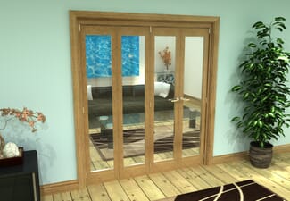 Glazed Oak Prefinished 4 Door Roomfold Grande (3 + 1 x 419mm Doors)