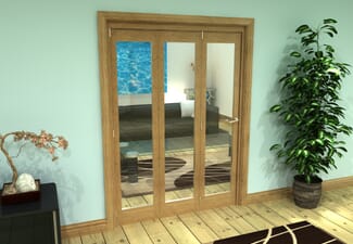 Glazed Oak Prefinished 4 Door Roomfold Grande (3 + 1 x 457mm Doors)