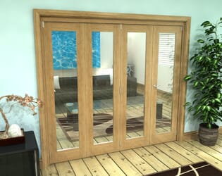 Glazed Oak Prefinished 4 Door Roomfold Grande (3 + 1 x 533mm Doors)