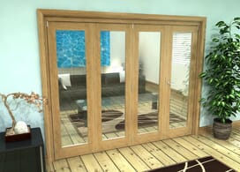 Glazed Oak Prefinished 4 Door Roomfold Grande 2400mm (8ft) 3 + 1 Set Image