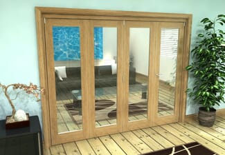 Glazed Oak Prefinished 4 Door Roomfold Grande 2400mm (8ft) 3 + 1 Set