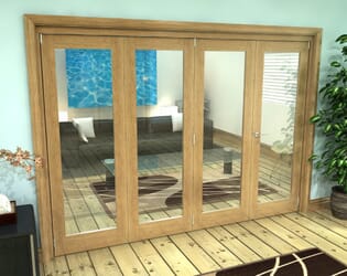 Glazed Oak Prefinished 4 Door Roomfold Grande (3 + 1 x 686mm Doors)