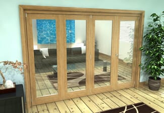 Glazed Oak Prefinished 4 Door Roomfold Grande (3 + 1 x 686mm Doors)