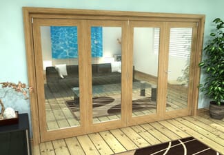 Glazed Oak Prefinished 4 Door Roomfold Grande (3 + 1 x 762mm Doors)