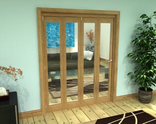 Glazed Oak Prefinished 4 Door Roomfold Grande (4 + 0 x 381mm Doors)