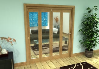 Glazed Oak Prefinished 4 Door Roomfold Grande (4 + 0 x 419mm Doors)