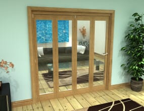 Glazed Oak Prefinished 4 Door Roomfold Grande (4 + 0 x 457mm Doors)