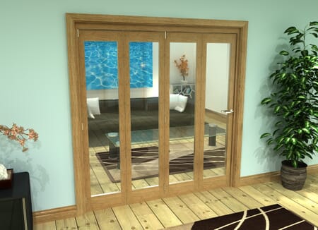 Glazed Oak Prefinished 4 Door Roomfold Grande (4 + 0 x 457mm Doors)