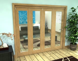 Glazed Oak Prefinished 4 Door Roomfold Grande (4 + 0 x 533mm Doors)