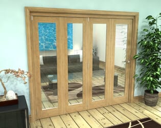 Glazed Oak Prefinished 4 Door Roomfold Grande 2400mm (8ft) 4 + 0 Set