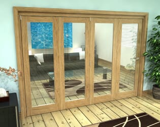 Glazed Oak Prefinished 4 Door Roomfold Grande (4 + 0 x 686mm Doors)