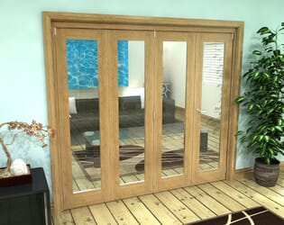 Glazed Oak Prefinished 4 Door Roomfold Grande (4 + 0 x 762mm Doors)