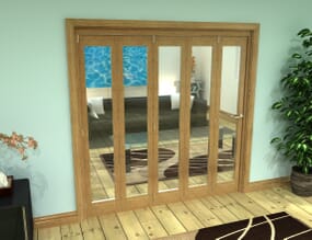 Glazed Oak Prefinished 5 Door Roomfold Grande (5 + 0 x 381mm Doors)