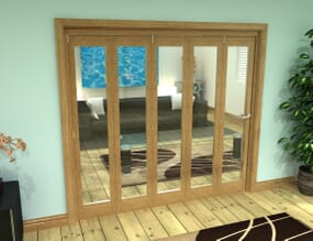 Glazed Oak Prefinished 5 Door Roomfold Grande (5 + 0 x 419mm Doors)