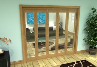 Glazed Oak Prefinished 5 Door Roomfold Grande (5 + 0 x 419mm Doors)