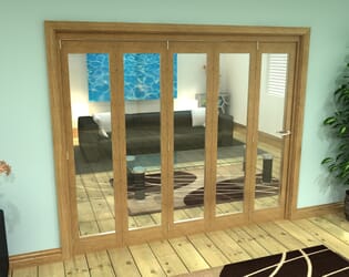 Glazed Oak Prefinished 5 Door Roomfold Grande (5 + 0 x 457mm Doors)