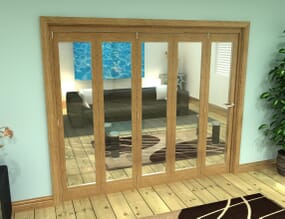 Glazed Oak Prefinished 5 Door Roomfold Grande (5 + 0 x 457mm Doors)