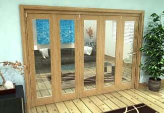 Glazed Oak Prefinished 5 Door Roomfold Grande (5 + 0 x 533mm Doors)