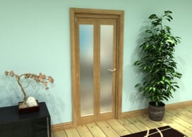 Frosted Glazed Oak Prefinished 2 Door Roomfold Grande (2 + 0 X 381mm Doors) Image